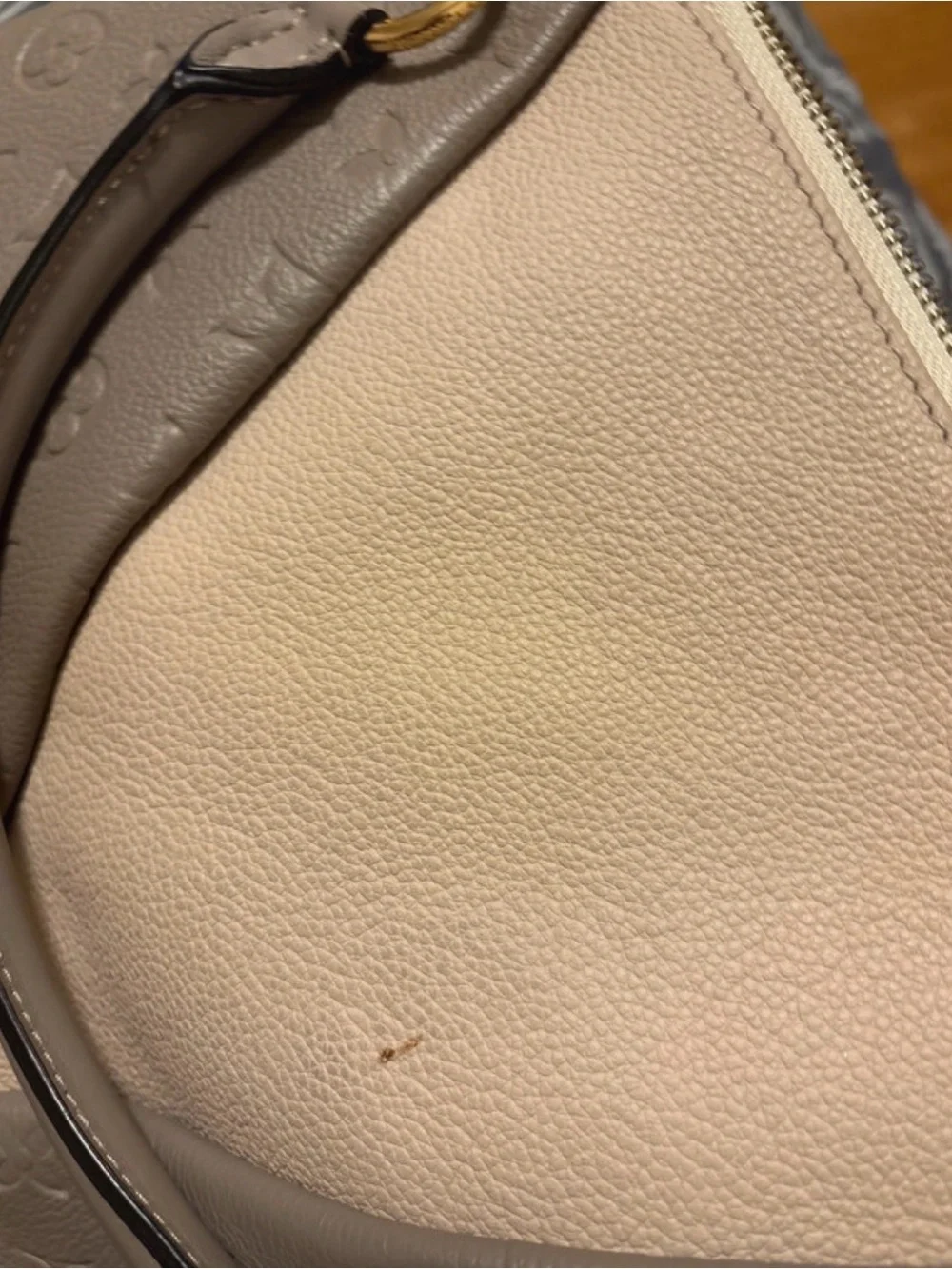 Louis Vuitton Taupe and Cream Embossed Leather Satchel